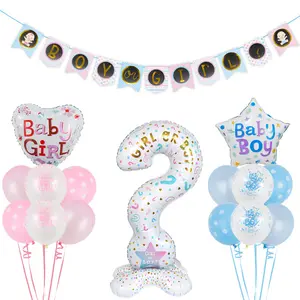 Erkek veya kız bebek cinsiyet ortaya folyo balon seti doğum günü partisi dekorasyon cinsiyet ortaya balonlar