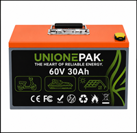 Batterie au lithium LiFePO4 UNIONEPAK 60V 30Ah pour scooter électrique, moto avec BMS intelligent, OEM ODM