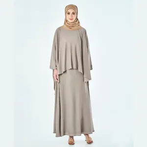 SIPO 2023 nouveau Design léger crêpe tissu Smog bleu pantalon haut chemisier été femmes musulmanes deux pièces ensemble costume