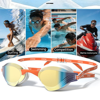Lunettes de natation pour adultes avec protection UV, verres électro-plaqués, étanches, anti-buée, en silicone, pour la course