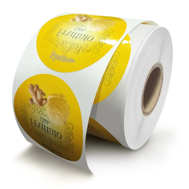 New Custom brand logo black packaging label printing vinyl sticker adhesive gold foil round stickers roll vinyl lipgloss labels