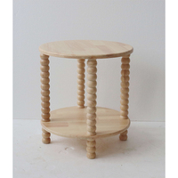 Table basse ronde à deux niveaux en bois, nouveau design style ferme, avec étagère en bois massif, vente en gros