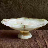 Corbeille à fruits en marbre onyx sur piédestal, décorative, sculptée à la main, centre de table moderne pour villa intérieure