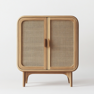 Usine en gros milieu du siècle deux <span class=keywords><strong>portes</strong></span> de canne <span class=keywords><strong>buffet</strong></span> <span class=keywords><strong>buffet</strong></span> armoire latérale en rotin noir pour salon - Product Image 5