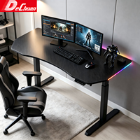 Bureau de jeu en fibre de carbone à hauteur réglable avec moteur unique, courbe ergonomique, directement de l'usine