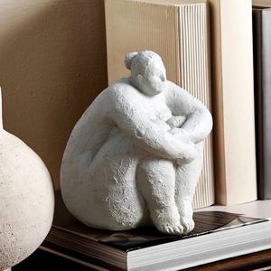 Modern Nordic Abstract Resin Sculpture of Curvy Lady, Hand-Painted Polyresin Statues for Desktop Ornament, Business <b>Gift</b> - Product Image 4