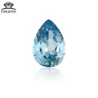 Saphir de couleur Paraiba de forme poire créé en laboratoire EMEJEWE, gemme lâche, évaluation tierce, taille calibrée pour la pose de bague de mariée