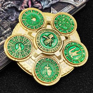 Nuevo Juego de Dados Metálicos de Lujo con Dial Giratorio 7 en <span class=keywords><strong>1</strong></span>, Color Verde Ilusión, de Alta Calidad para Juegos de Mesa D&D - Product Image 5