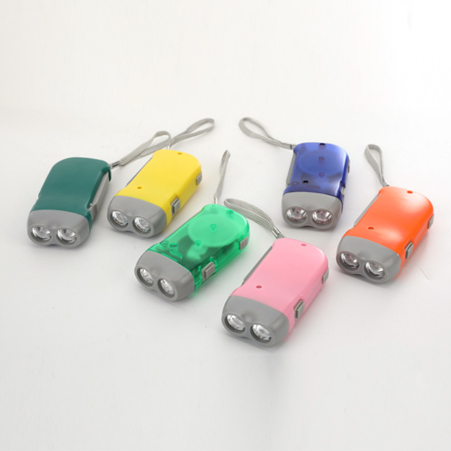 Energy Saving Hand Crank EDC Flashlight 3 LED Dynamo Light Mini ABS Body Rechargeable Bright for Camping