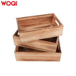 WOQI Kahverengi İstiflenebilir Ahşap Saklama Kasaları <span class=keywords><strong>3</strong></span> Parça Set Dikdörtgen İç İçe Geçen Kaplar - Product Image 1