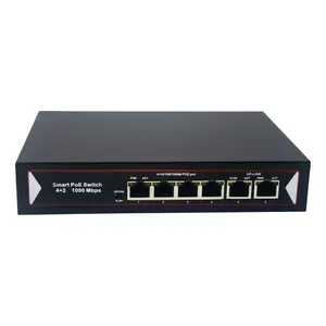 4 port 10/100/1000Mbps PoE + 2 hızlı Ethernet Uplink, 803.af/ uyumlu, yönetilmeyen tak ve çalıştır PoE anahtarı