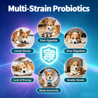 Probiótico en Polvo para Mascotas, Tabletas Liofilizadas, Fórmula Personalizada, 20 Mil Millones de UFC, Apoyo Digestivo para Perros y Gatos, Marca Privada