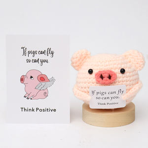 Figurine de cochon miniature <span class=keywords><strong>tricot</strong></span>ée à la main, créative, pour la <span class=keywords><strong>d</strong></span>écoration de la chambre, écologique, amusante, positive, en crochet, cadeau pour la chambre des enfants - Product Image 5