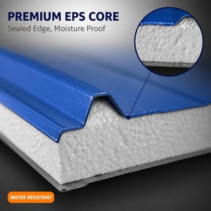 Panel <span class=keywords><strong>de</strong></span> <span class=keywords><strong>Techo</strong></span> Aislante Térmico y Acústico <span class=keywords><strong>de</strong></span> Espuma EPS Azul, Tipo Sándwich, Corrugado, para Casas Prefabricadas, en Oferta - Product Image 2