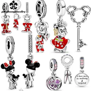 Las nuevas cuentas ipandoraers925 Silver Charm Mickey Mouse Series son perfectas para la joyería de la pulsera Pandora regalos del Día de San Valentín