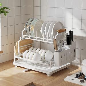 Escurridor de platos multifuncional para cocina, para platos, palillos, gabinetes, caja de almacenamiento doméstica, fregadero, doble capa - Product Image 1