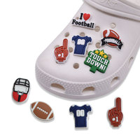 Breloques personnalisées en PVC pour chaussures de football américain avec designs de slogans « Touch Down », épingles à thème sportif pour chaussures, décorations pour sabots de jour de match