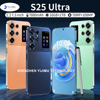 Smartphone S25 Ultra 16G+1TB Android 15 7,3 pouces LTE avec reconnaissance d'image IA, écran perforé, grand écran, robuste et durable
