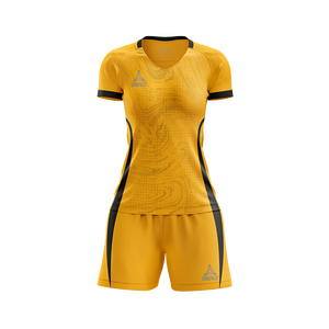Camiseta de Fútbol para Mujer Healy, Ajustada, con Rayas Amarillas Brillantes, 100% Poliéster, Transpirable, Sublimada - Product Image 1