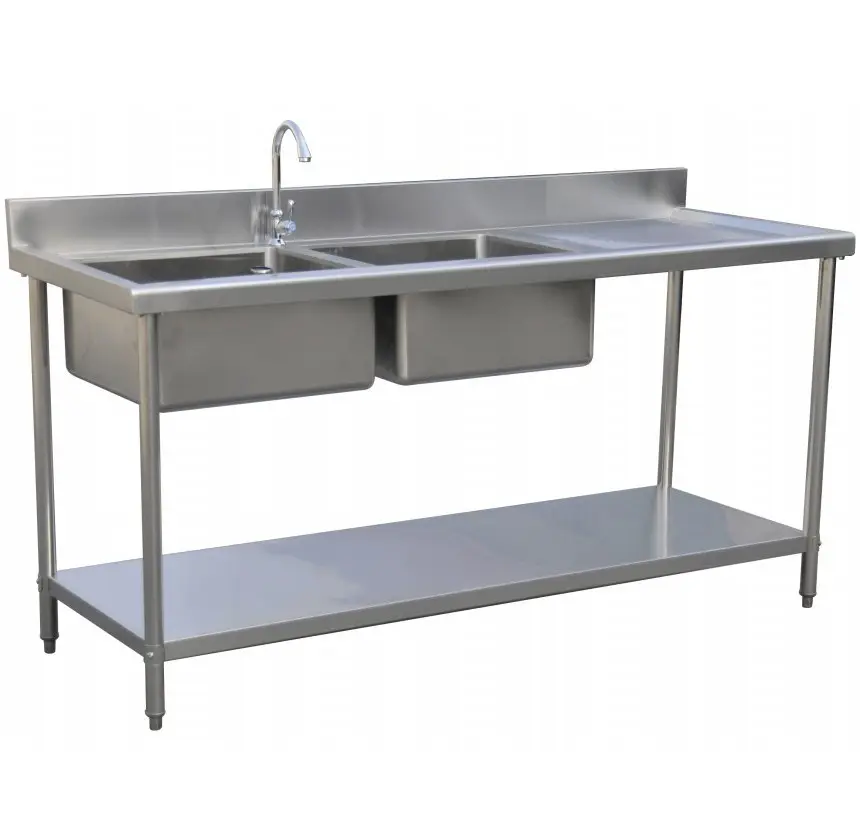 Кухонная раковина из нержавеющей стали, Рабочий стол для сбора отходов с двойной скамейкой для раковины