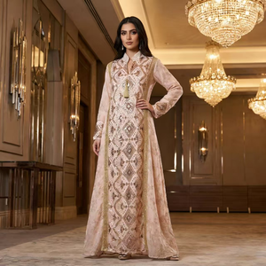 Традиционное мусульманское платье-абайя 2026Eid: винтажная жаккардовая курта-пижама розового цвета, лехенга-чоли для повседневной носки и праздничных мероприятий - Product Image 5