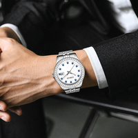 LOSIAN L2333 Montre mécanique automatique de luxe Fashion Explorer, cristal saphir, lunette sertie de diamants, résistante à l'eau 50M, acier inoxydable