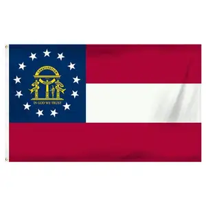 Envío rápido nuevo americano 100% poliéster doble cara Georgia State Banner y 3*5 pies bandera