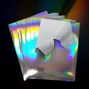 Kustom Hologram warna kosong a4 putih vinil cangkang telur stiker kertas lembaran atau gulungan