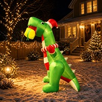 Cappello di Babbo Natale Gonfiabile a Forma di Dinosauro Verde con Luci LED, Impermeabile, Alimentato a Corrente Continua, per Decorazioni Natalizie di Casa, Hotel e Giardino