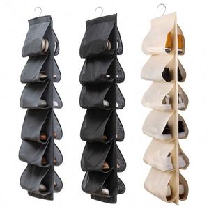 Hanging <b>Shoe</b> Organizers 12 Large Pockets Applied on Door and Wall 360 Rotating <b>Shoe</b> Rack 4 PVC PE Accessoires Rectangle - Product Image 1