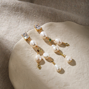 Pendientes <span class=keywords><strong>de</strong></span> Perlas Naturales <span class=keywords><strong>de</strong></span> Agua Dulce con Circonitas Arcoíris, Joyería <span class=keywords><strong>de</strong></span> Moda, Hechos a Mano, Regalo para Novia - Product Image 3