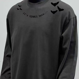 T-Shirt Oversize Personalizzata XINRUI con Grafica di Pipistrelli, Manica Lunga, Design a Farfalla Multicolore, Stile Hip Hop Unisex Streetwear, 220 Grammi - Product Image 4