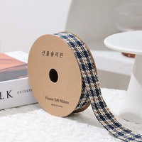 2.5cm automne et hiver bricolage accessoires de vêtement fait à la main 100% polyester arc ruban pied de poule impression motif emballage