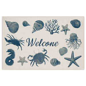 Tapis de salle de bain tissé rectangulaire antidérapant à motif coquillage pour entrée de toilettes, lavable en machine, nettoyable à la main - Product Image 1