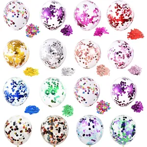 Décorations de fête d'anniversaire avec paillettes scintillantes confettis ballons transparents en latex