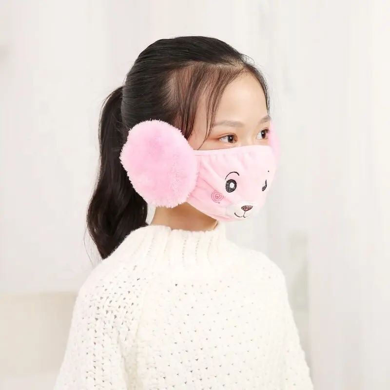 New Children facemask warming dustproof Earmask for children's Plush cute bear windproof keeping warm