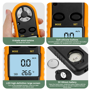 เครื่องวัดความเร็วลมแบบดิจิตอลขนาดเล็ก พร้อมจอ LCD แสดงผลหลายหน่วย (m/s โน๊ต) 0.3-30m/s GM วัดความเร็วลมและความเย็นของอากาศได้ - Product Image 5