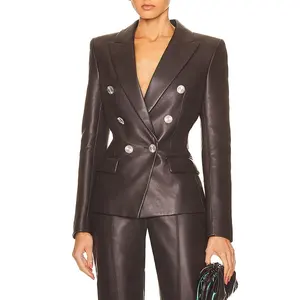 Fashionable leather jacket with shoulder pads For Comfort And