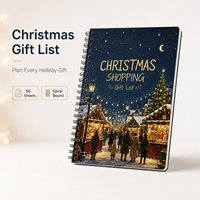 Carnet spirale A5 de qualité supérieure pour la liste de cadeaux de Noël, 50 feuilles lignées, papier 80 g/m², couverture 300 g/m², reliure noire, planificateur de vacances