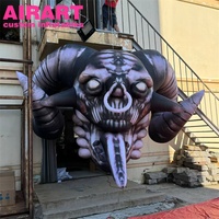 Tête de crâne de monstre taureau gonflable personnalisée effrayante pour la décoration de portail d'Halloween, ballon monstre gonflable