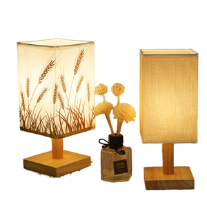 مصباح طاولة <span class=keywords><strong>LED</strong></span> شمالي ، قاعدة خشبية ، مظلة مصباح مستديرة ومربعة USB ، مزود طاقة ، مصابيح جانبية للسرير - Product Image 3