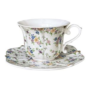 Ensemble tasse et soucoupe à café floral en céramique française, style luxe léger, pour thé de l'après-midi, vaisselle vintage européenne exquise - Product Image 5