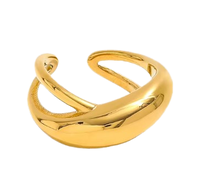 Bague Gaovo en acier inoxydable plaqué or 18 carats, étanche, double croix bombée, bande épaisse et lisse, bijoux de mode pour femmes
