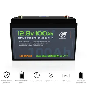 Kemasan baterai lithium ion fosfat bawaan pabrik bms 12v 24v 100Ah 200AH penyimpanan energi sistem surya 12v lifepo4 baterai lithium ion fosfat