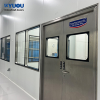 Puerta Doble Batiente para Sala Limpia Certificada GMP de Acero Galvanizado con Panel Sándwich PU para Hospital