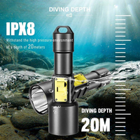 Lampe de poche de plongée sous-marine Led extérieure professionnelle lampe de poche tactique à lumen élevé lumière de torche Rechargeable Super lumineuse