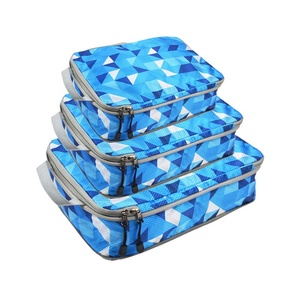 Faux Leather Packing Cubes Set Geometric Waterproof Travel Organizer Lightweight B2B Supply - Product Image 1