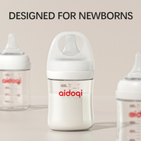 Biberon Anti-Colique Personnalisé en Verre Incassable et Naturel, Effet Cristal Transparent, 80ml, 160ml, 240ml, Avec Tétine