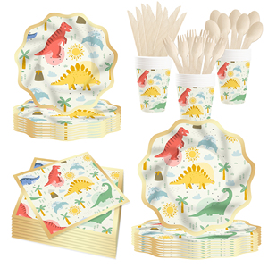 DAMAI - Decoración para Fiesta de Cumpleaños de Dinosaurios, Juego de Vajilla Desechable con Diseño de Dinosaurios, Platos, Vasos y Servilletas para Fiestas Infantiles con Temática de Dinosaurios - Product Image 3