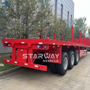 Semi-remorque plateau <span class=keywords><strong>utilitaire</strong></span> en acier à 3 essieux Starway Vehicle avec piquets, capacité de charge de 60 000 kg pour le <span class=keywords><strong>transport</strong></span> du bois - Product Image 5